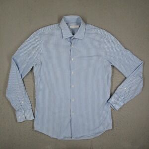 J.Lindeberg Mens Gingham Button Down Shirt Blue White 15.75 40 Bankers Blues